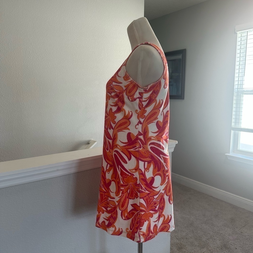 Boston Proper Terrycloth Dress Scoop Neck Tank Tropical Orange White Size XS - Picture 5 of 8